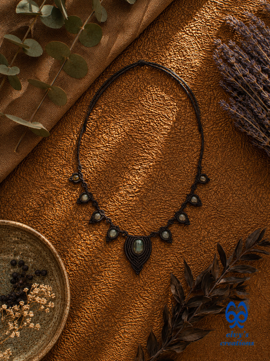 Fluorite Macrame Necklace, Beaded Macrame Choker, Unique Birthday Gift for Women or Men