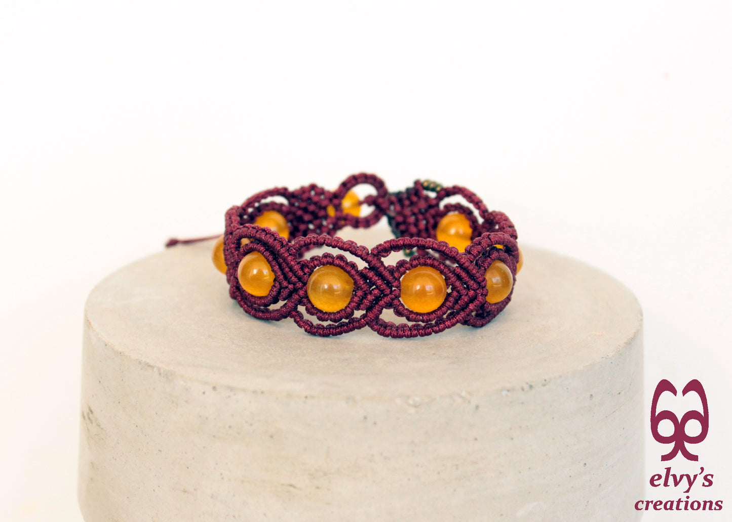 Handmade Macrame Bracelet, Agate Gemstone Beaded Cuff, Unique Birthday Gift for Women