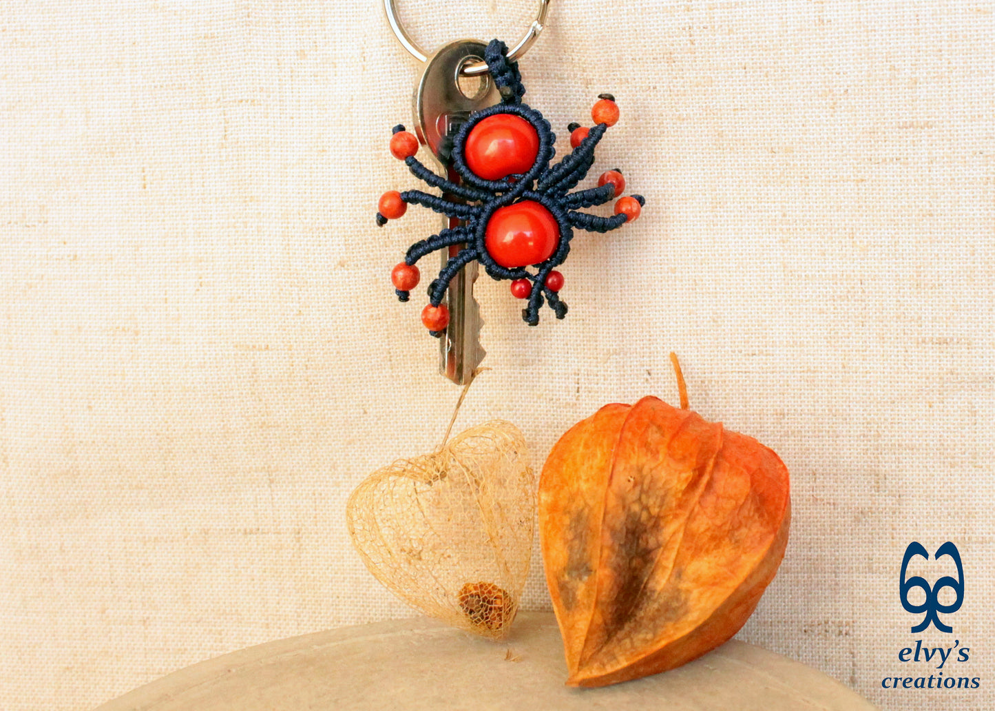 Handmade Macrame Key Chain, Halloween Gift, Small Unique Gift for Woman and Man