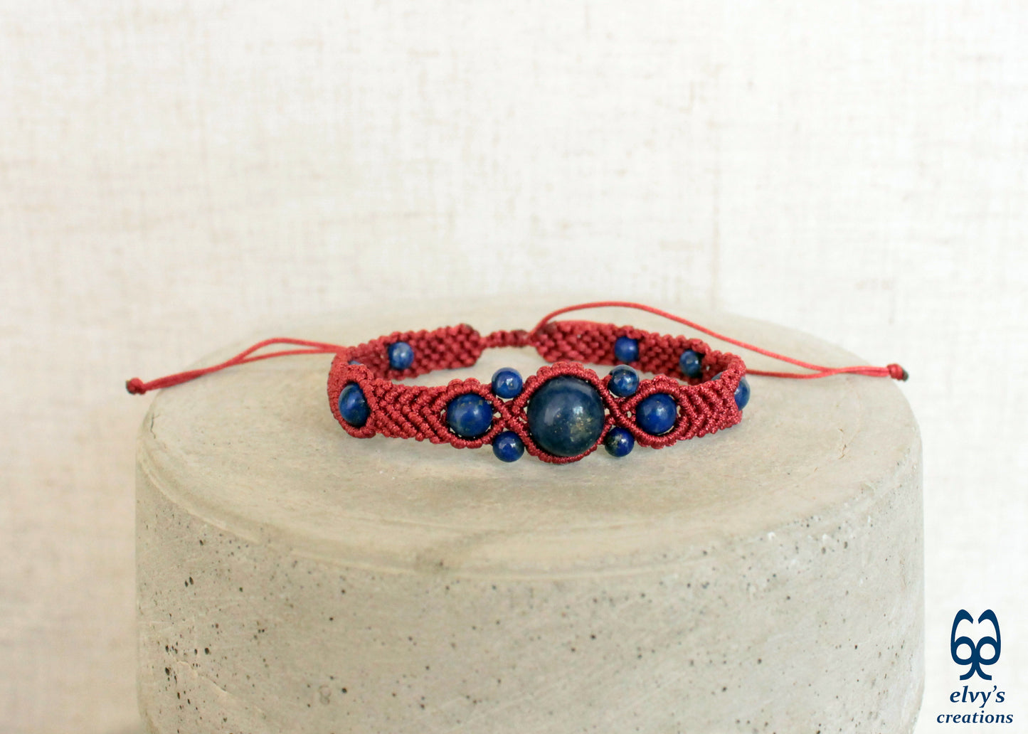 Handmade Macrame Bracelet, Gemstone Beaded Cuff, Unique Birthday Gift for Women