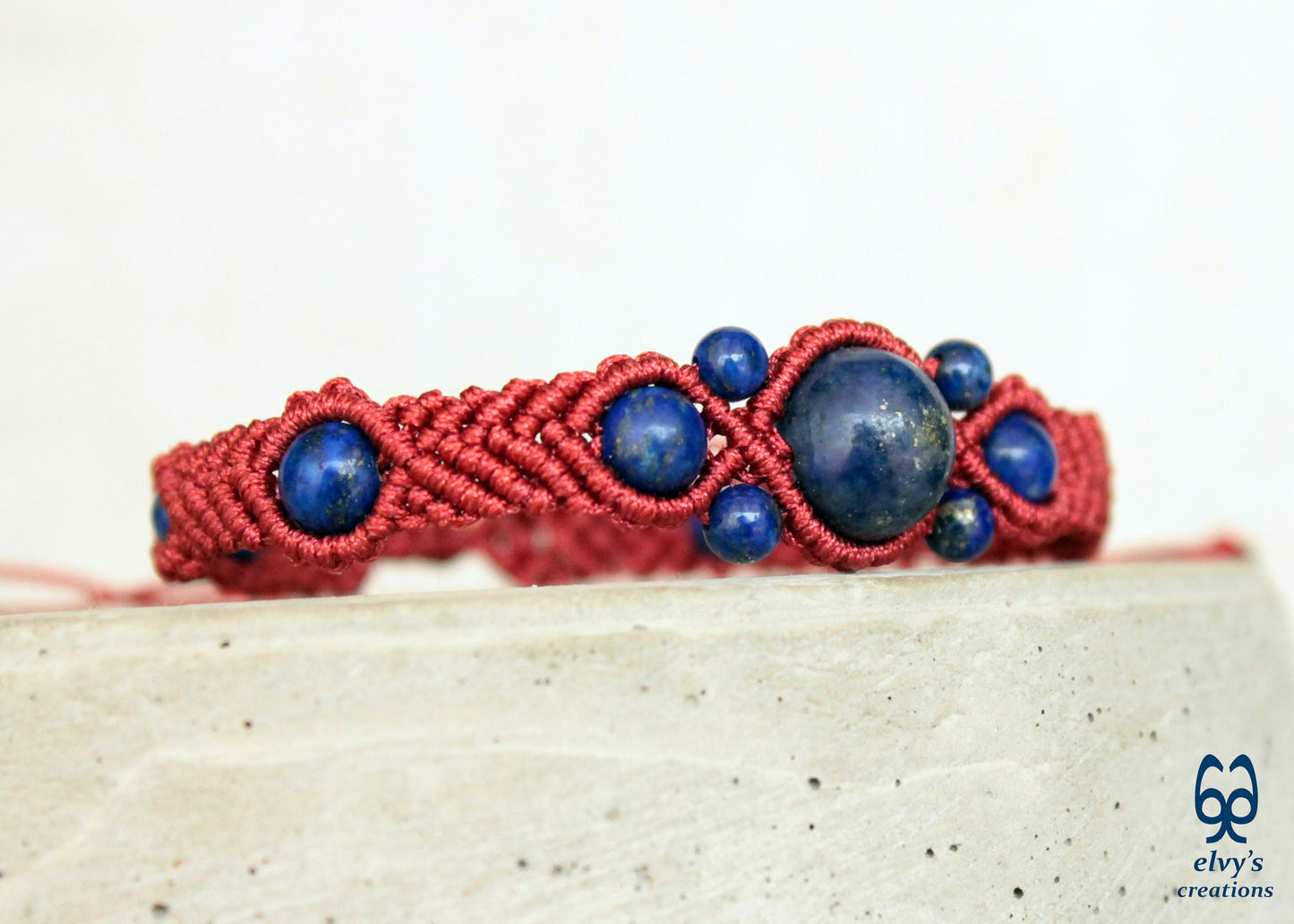 Handmade Macrame Bracelet, Gemstone Beaded Cuff, Unique Birthday Gift for Women