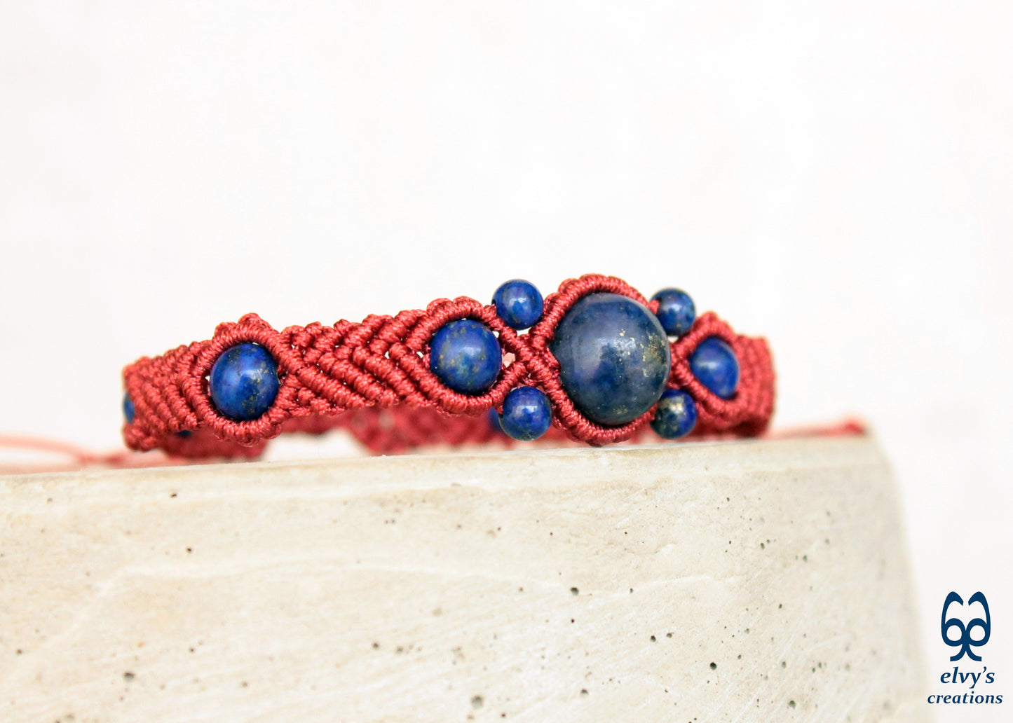 Handmade Macrame Bracelet, Gemstone Beaded Cuff, Unique Birthday Gift for Women