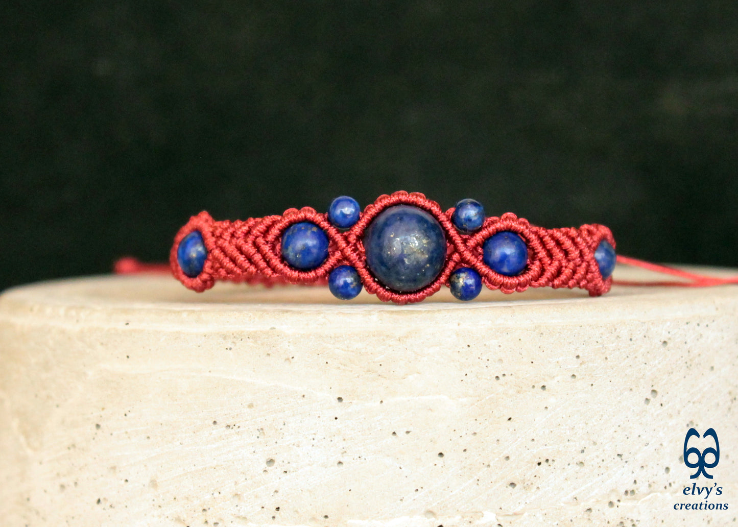 Handmade Macrame Bracelet, Gemstone Beaded Cuff, Unique Birthday Gift for Women
