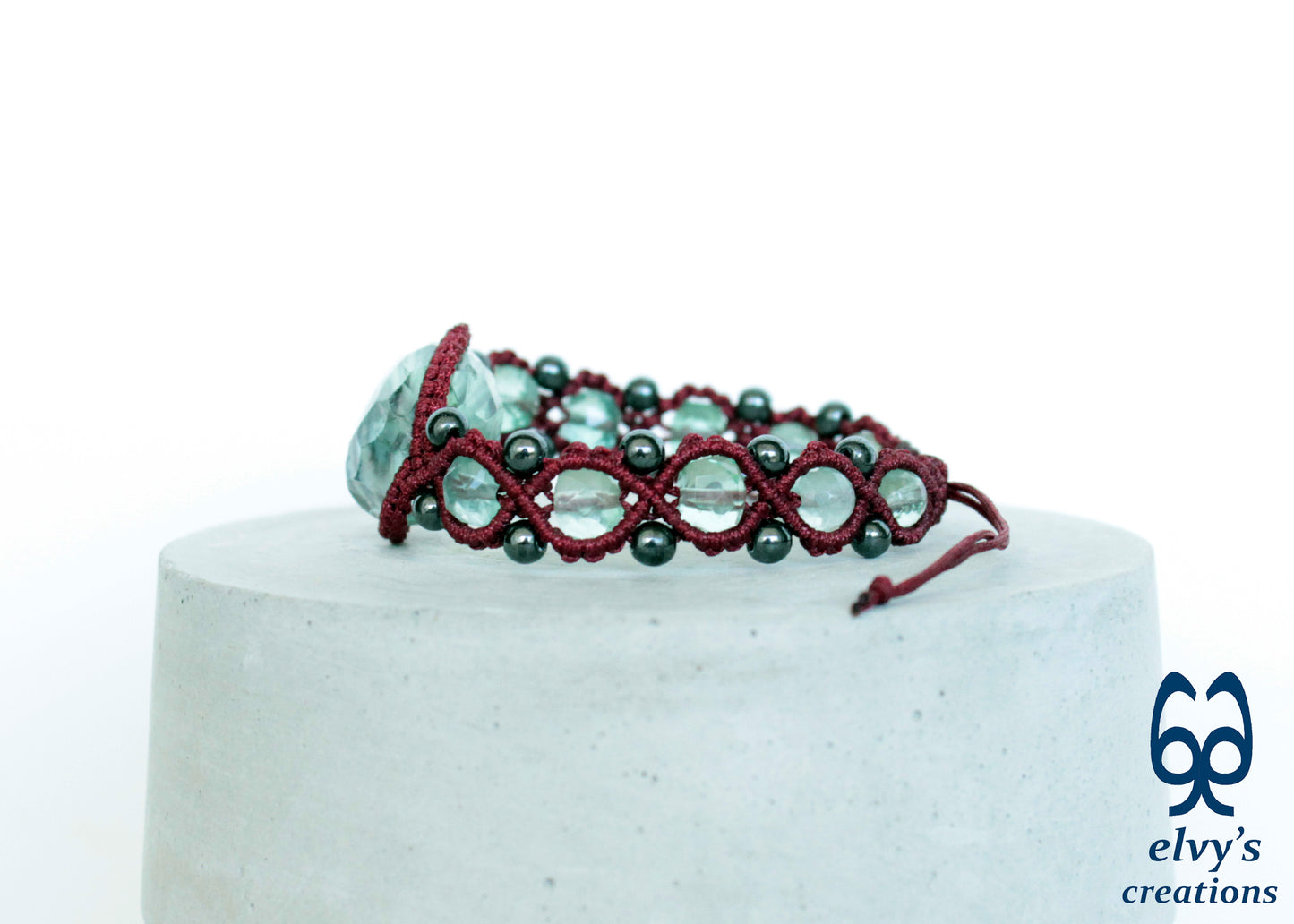 Handmade Macrame Bracelet, Gemstone Beaded Cuff, Unique Birthday Gift for Women and Men