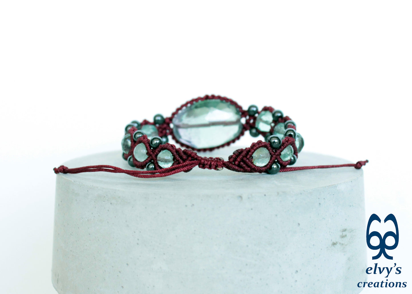 Handmade Macrame Bracelet, Gemstone Beaded Cuff, Unique Birthday Gift for Women and Men