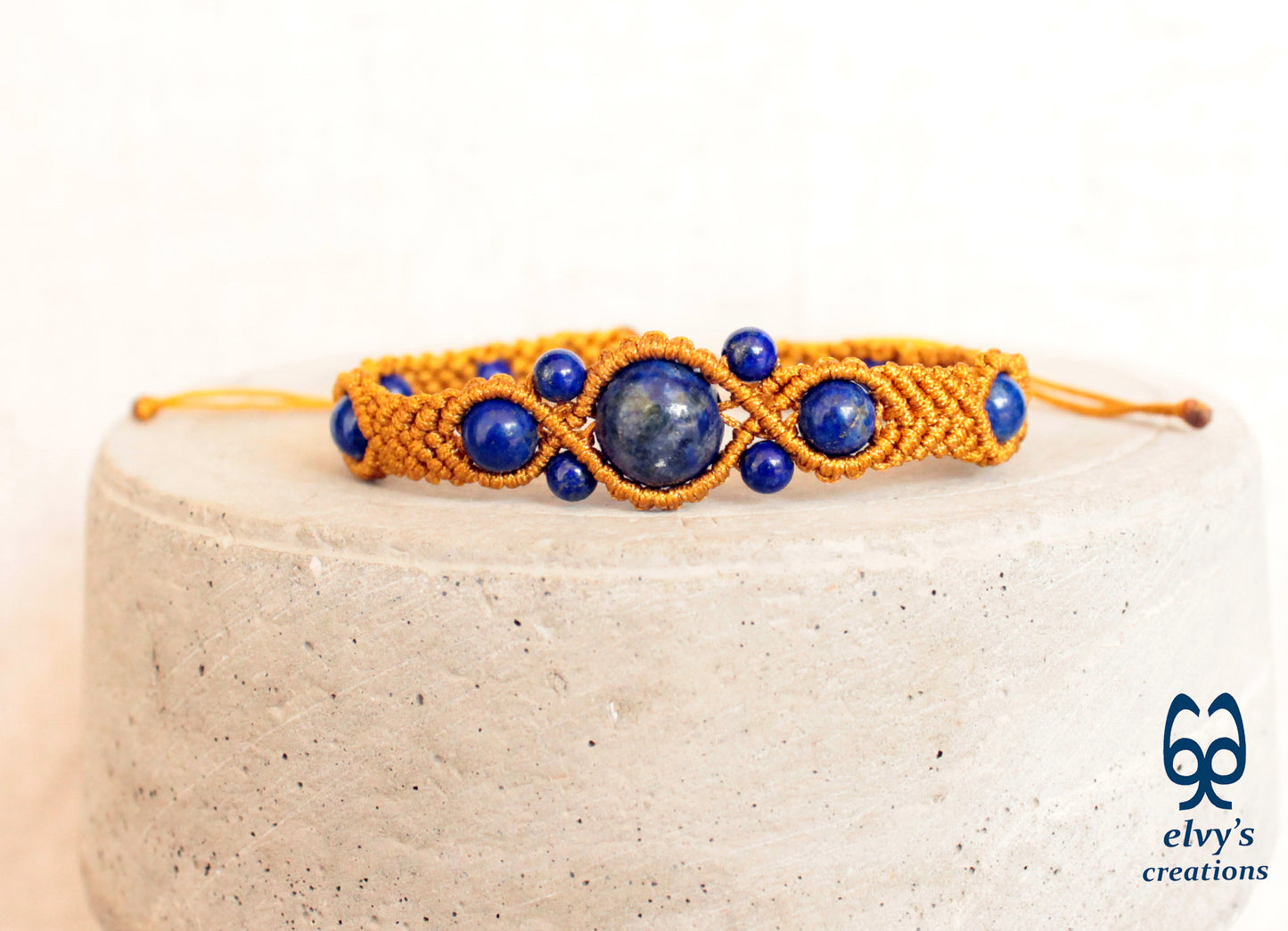 Handmade Macrame Bracelet, Gemstone Beaded Cuff, Unique Birthday Gift for Women