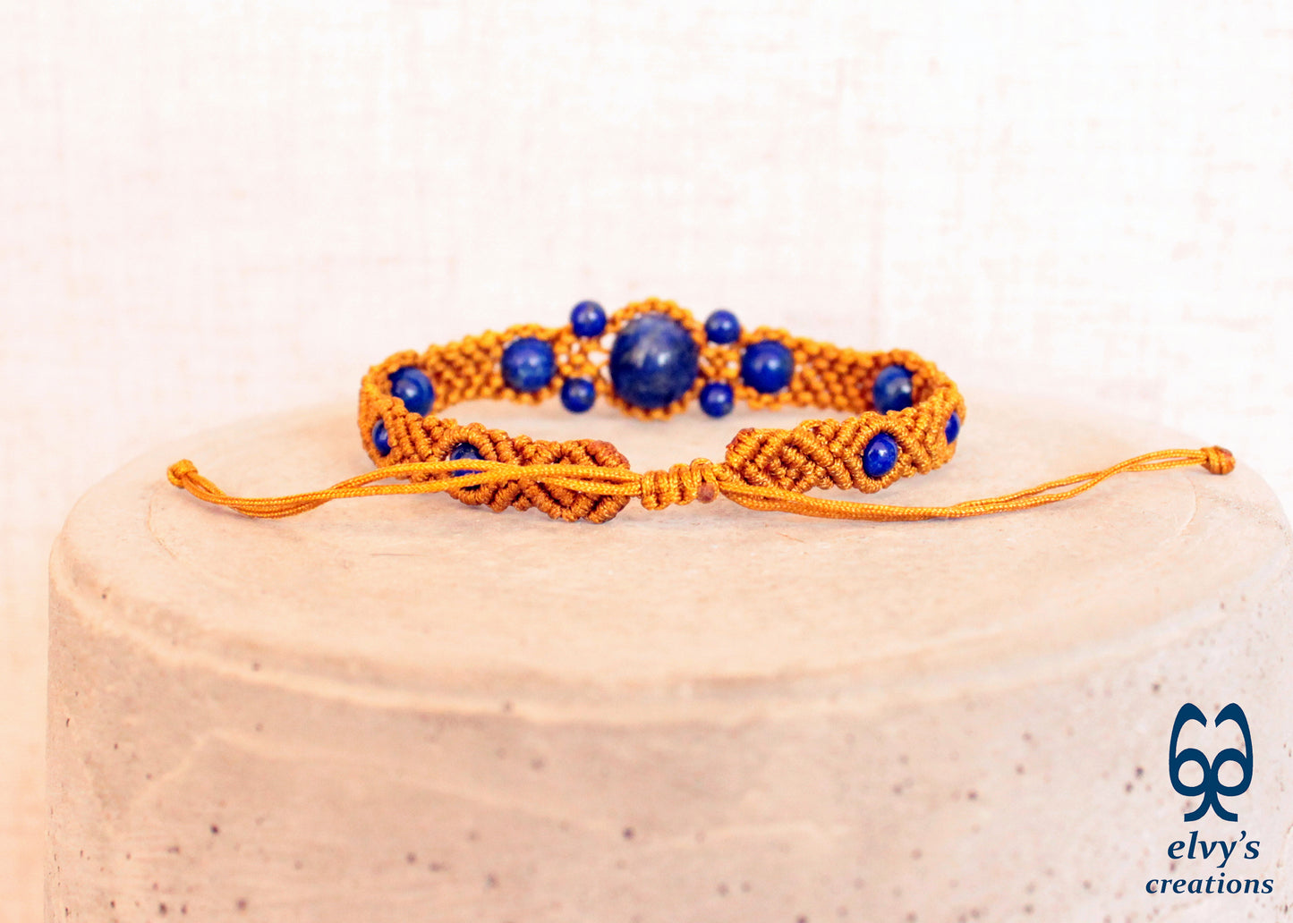 Handmade Macrame Bracelet, Gemstone Beaded Cuff, Unique Birthday Gift for Women