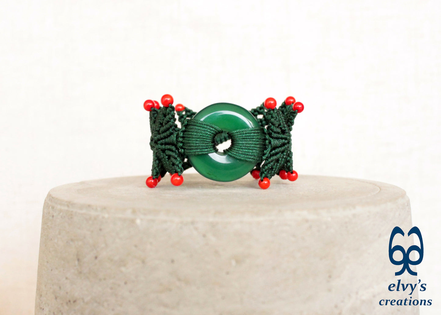 Handmade Macrame Bracelet, Agate Gemstone Beaded Cuff, Unique Birthday Gift for Women