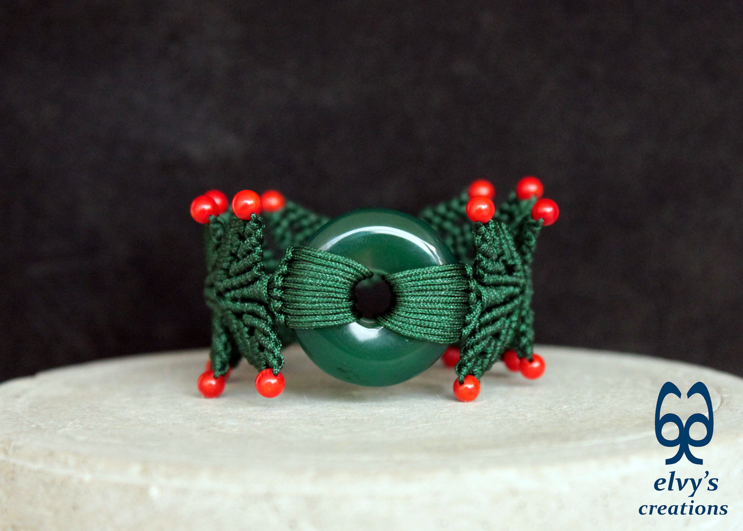 Handmade Macrame Bracelet, Agate Gemstone Beaded Cuff, Unique Birthday Gift for Women