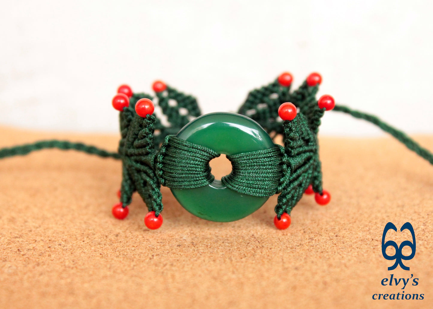 Handmade Macrame Bracelet, Agate Gemstone Beaded Cuff, Unique Birthday Gift for Women