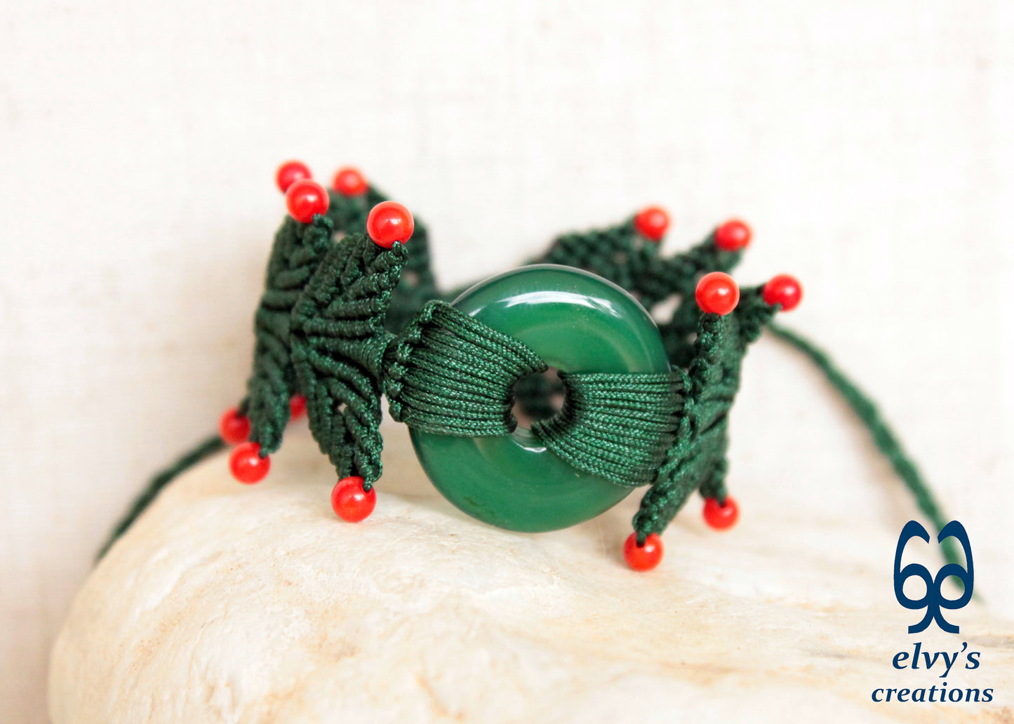 Handmade Macrame Bracelet, Agate Gemstone Beaded Cuff, Unique Birthday Gift for Women