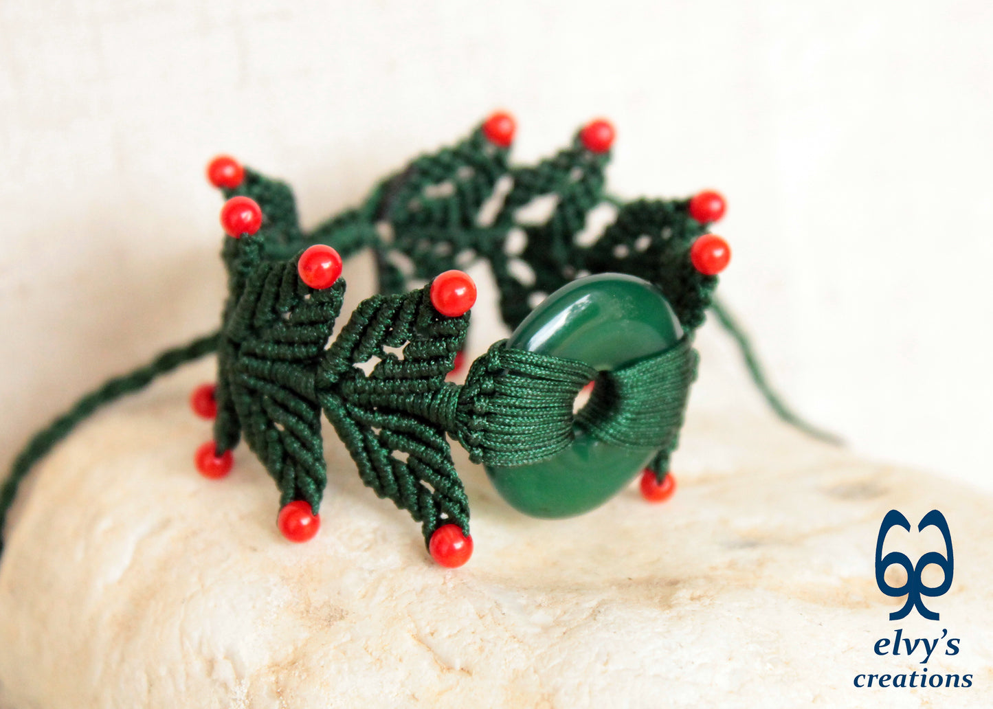 Handmade Macrame Bracelet, Agate Gemstone Beaded Cuff, Unique Birthday Gift for Women