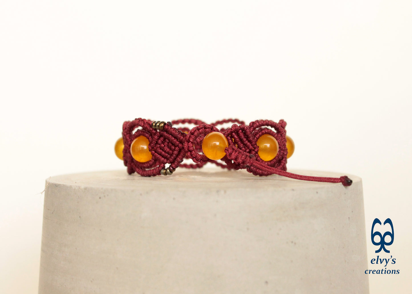 Handmade Macrame Bracelet, Agate Gemstone Beaded Cuff, Unique Birthday Gift for Women