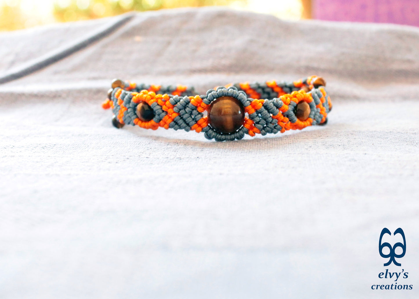 Macrame Bracelet, Gemstone Beaded Cuff, Unique Birthday Gift for Women