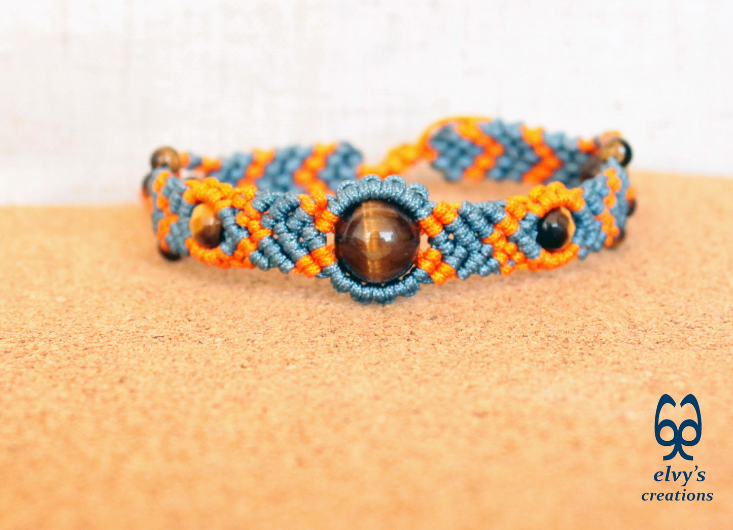 Macrame Bracelet, Gemstone Beaded Cuff, Unique Birthday Gift for Women