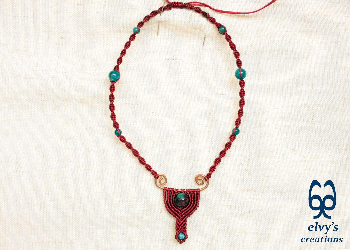 Handmade Macrame Necklace, Agate Beaded Macrame Choker, Unique Birthday Gift for Women or Men