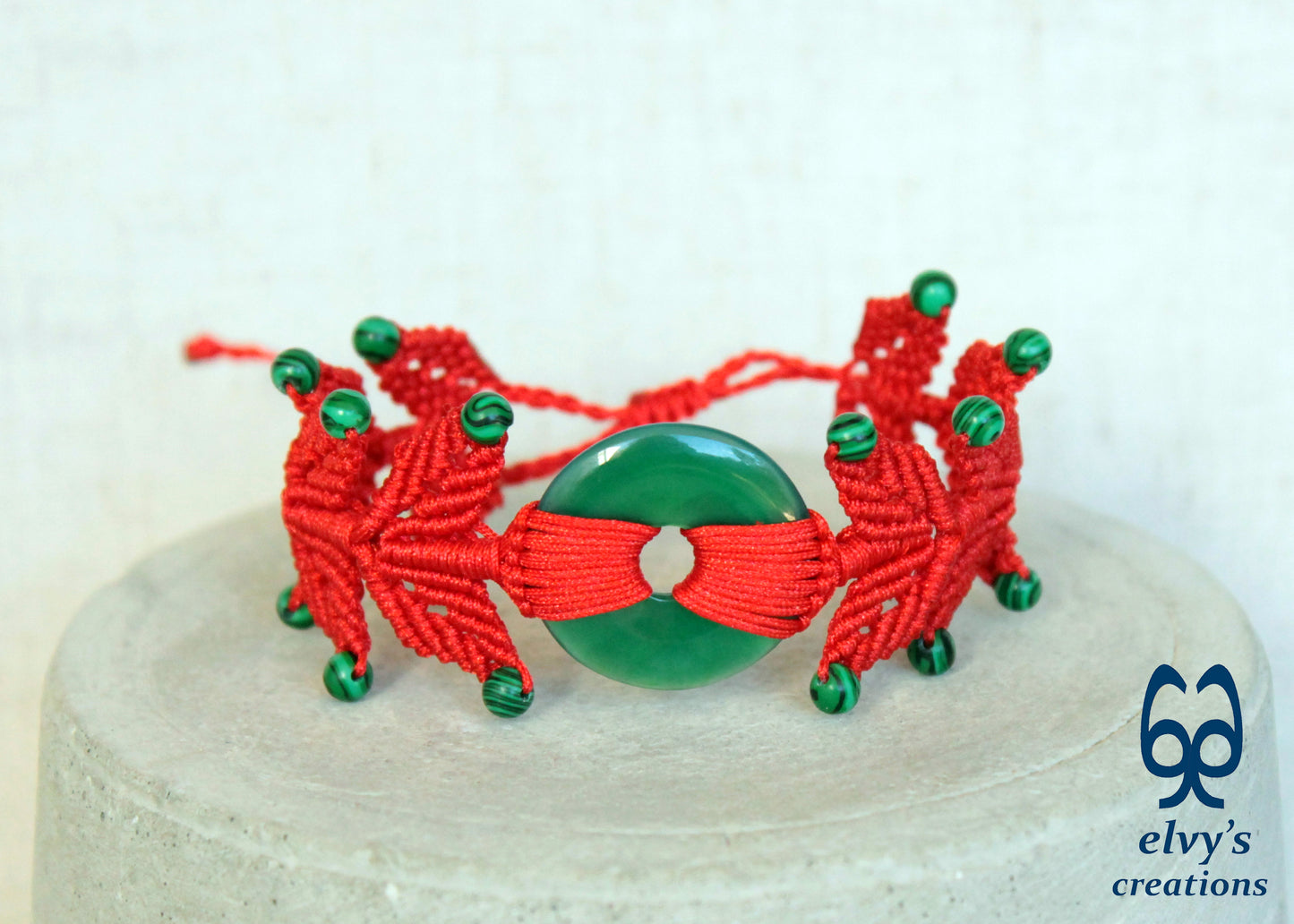 Handmade Macrame Bracelet, Agate Gemstone Beaded Cuff, Unique Birthday Gift for Women