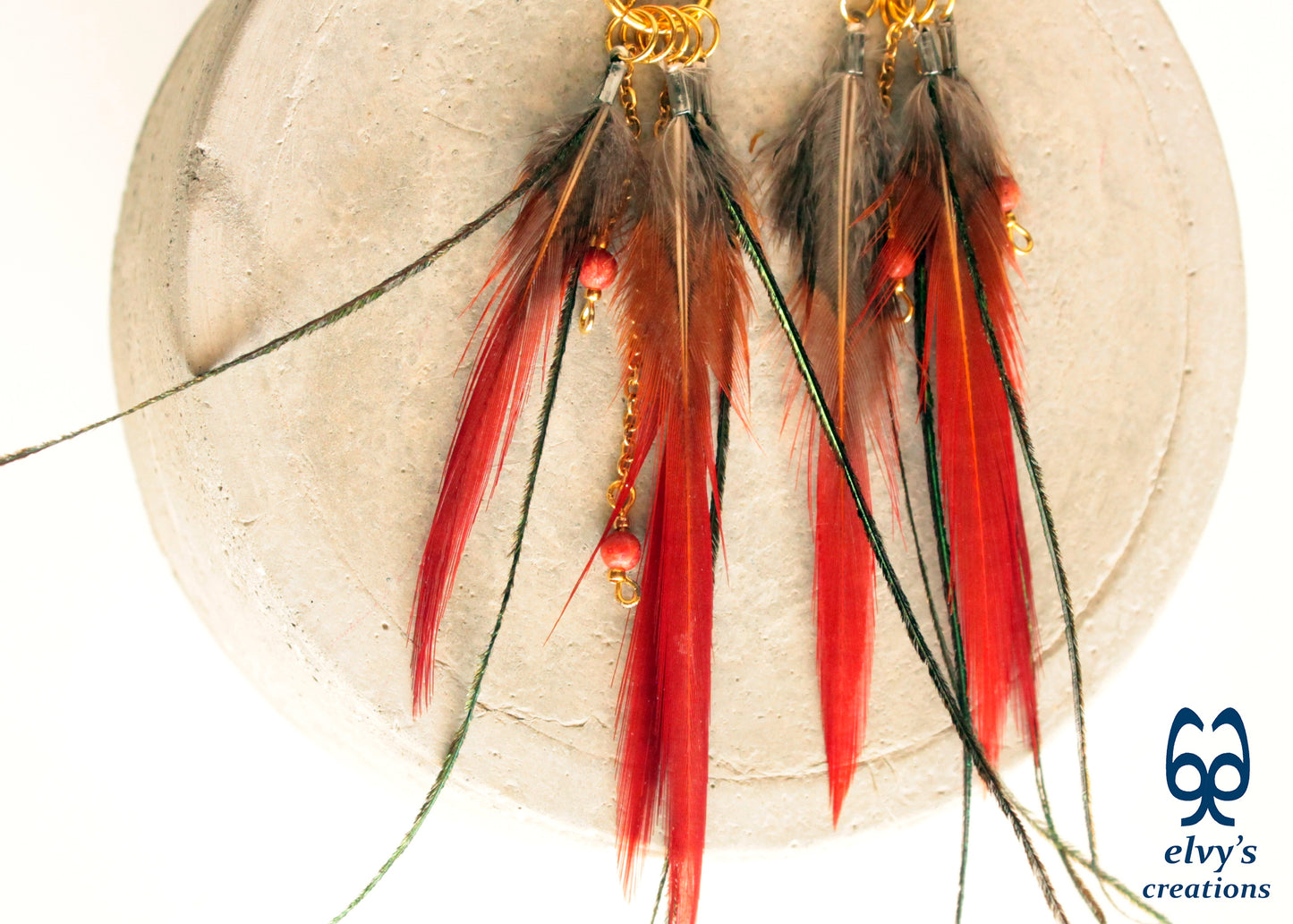 Handmade Gold Macrame Earrings, Dangle Gemstone Beads Earrings, Birthday Gift for Women