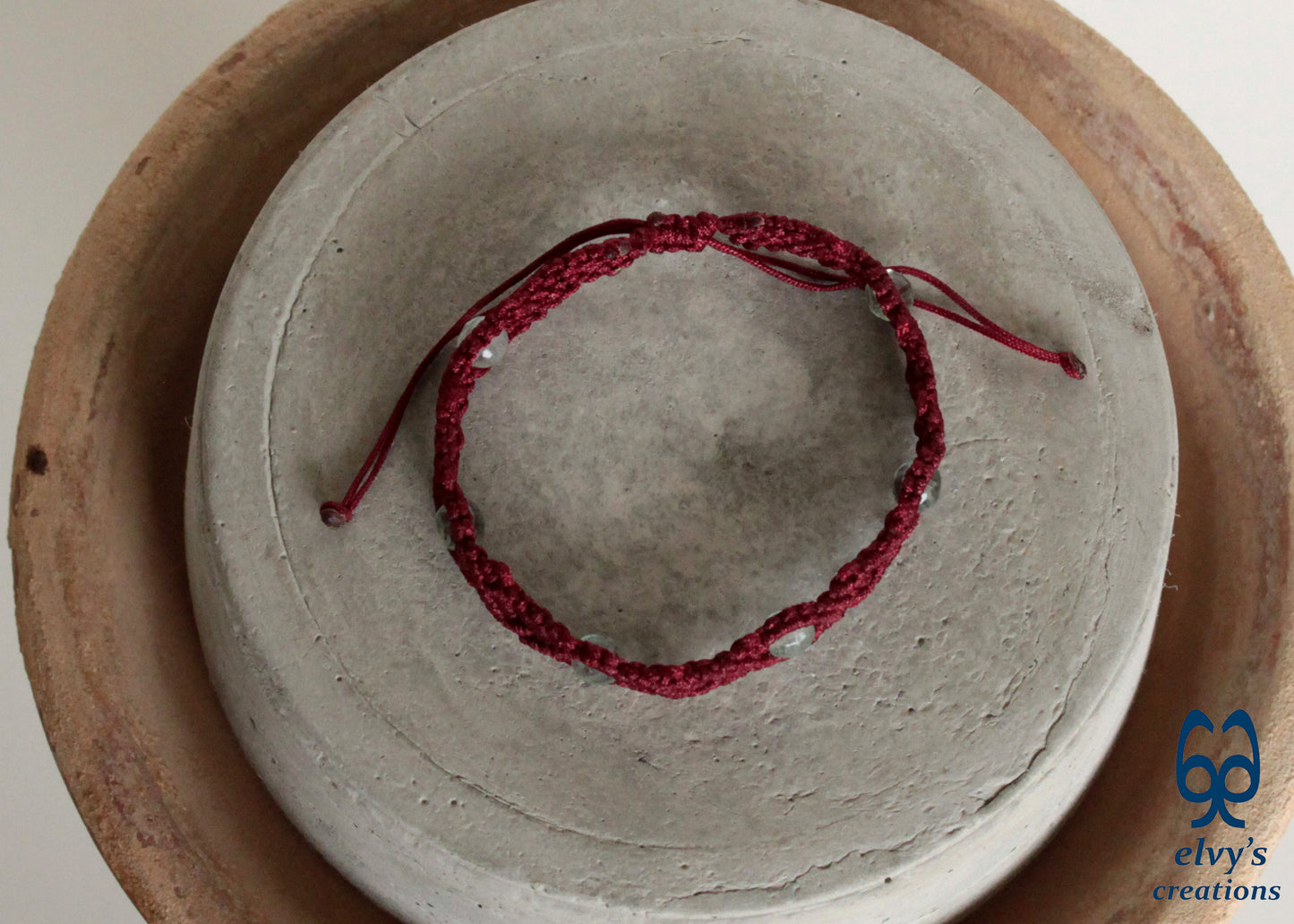 Red Fluorite Bracelet Macrame with Green Healer Natural Gems Beaded Tribal Bracelet for Men and Women