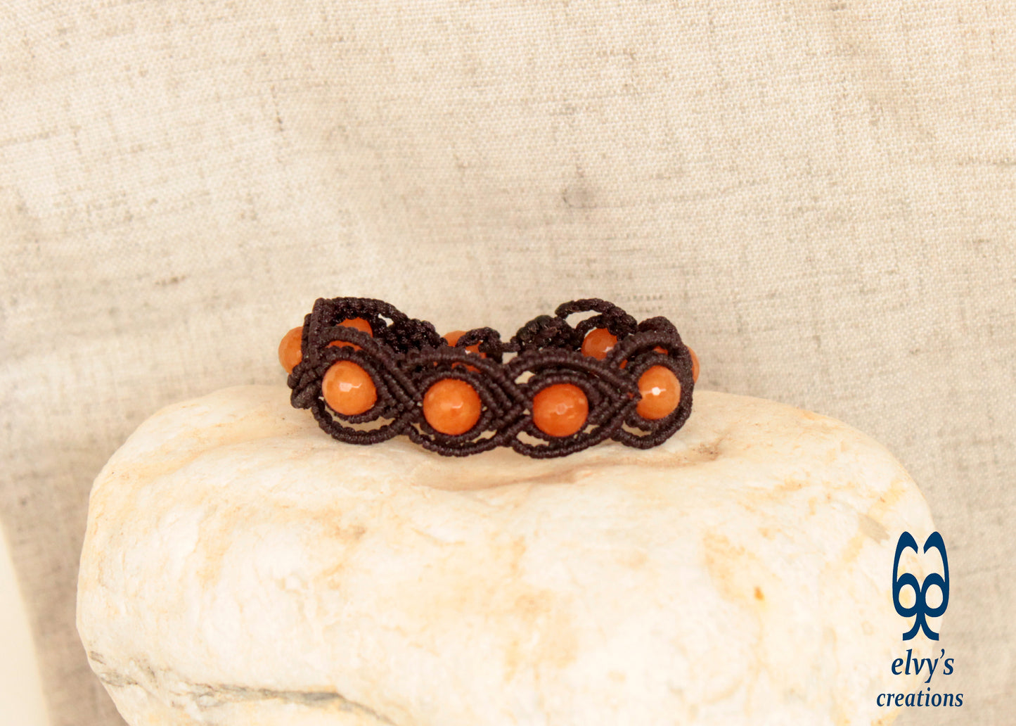 Brown Macrame Carnelian Adjustable Beaded Bracelet Healer Gems Orange Natural Beads