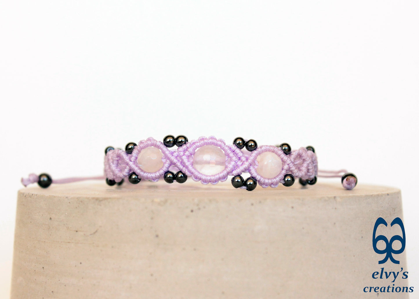 Blue Macrame Bracelet with Crystal Quartz Gemstones