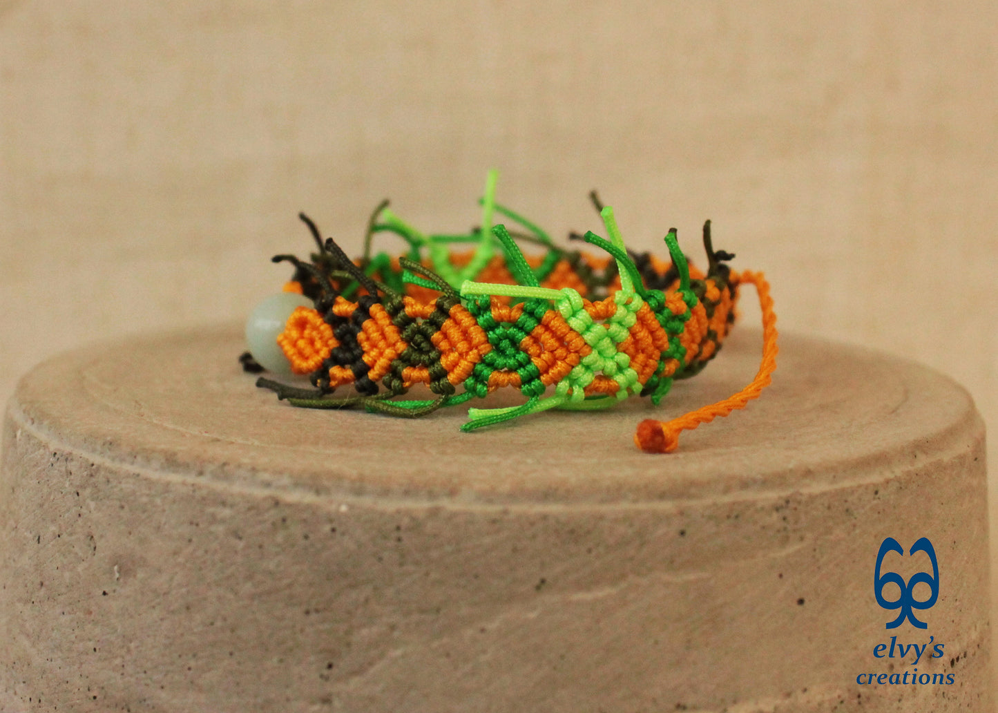 Yellow Macrame Bracelet with Quartz Gemstones Green Milky Quartz Cuff