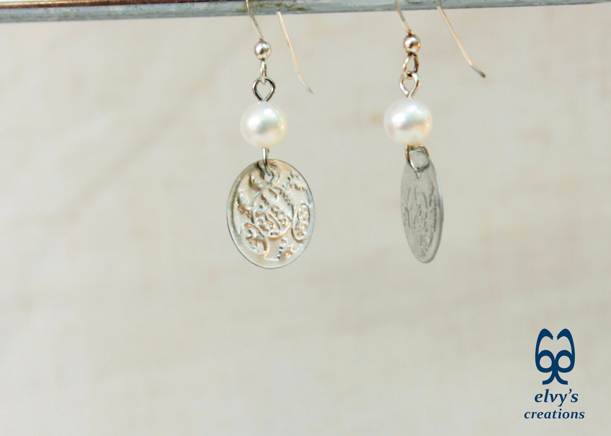 Folklore Earrings Coin Dangle Drop Greek Traditional Jewelry 925 Sterling Silver Gold Plated Gypsy Jewelry Pearl