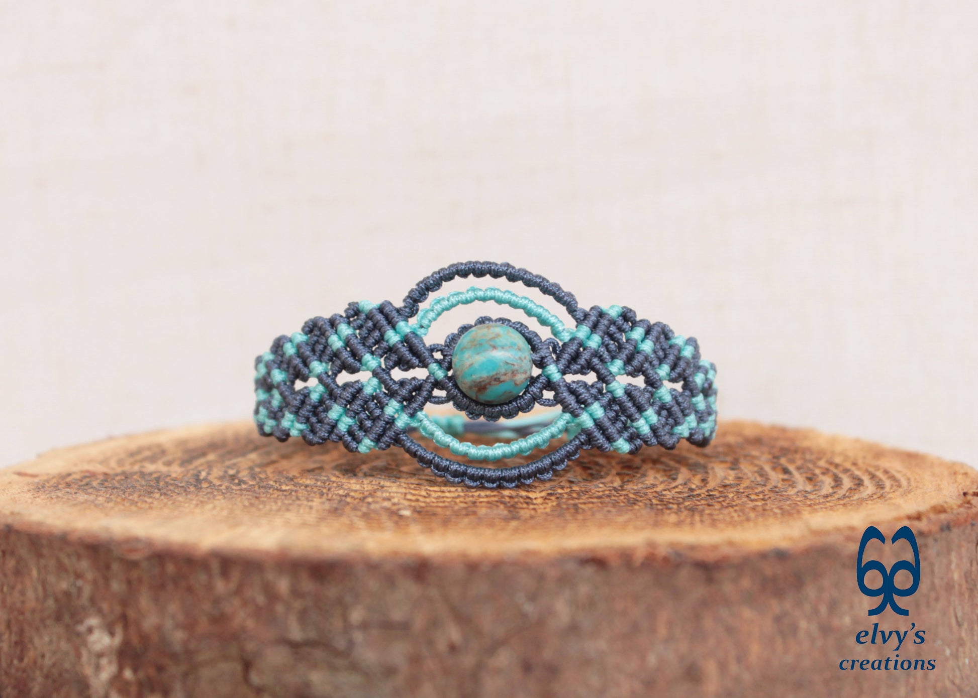 Handmade Blue Macrame Bracelet, Turquoise Gemstones Boho Summer Bracelet