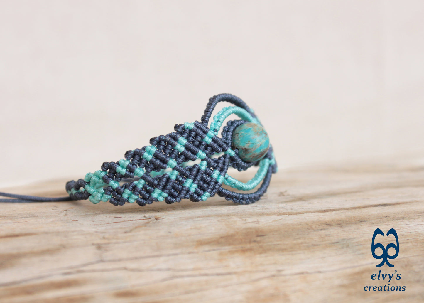 Handmade Blue Macrame Bracelet, Turquoise Gemstones Boho Summer Bracelet