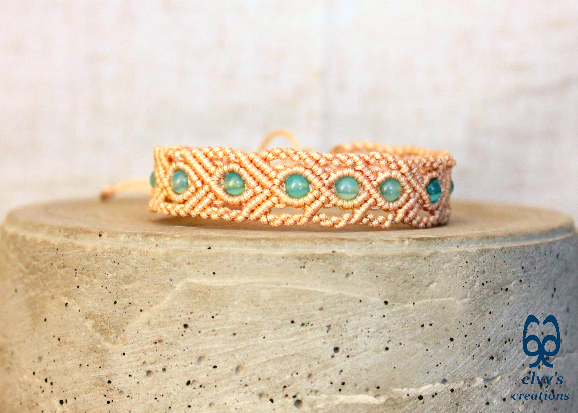 Handmade Macrame Bracelet, Gemstone Beaded Cuff, Unique Birthday Gift for Women