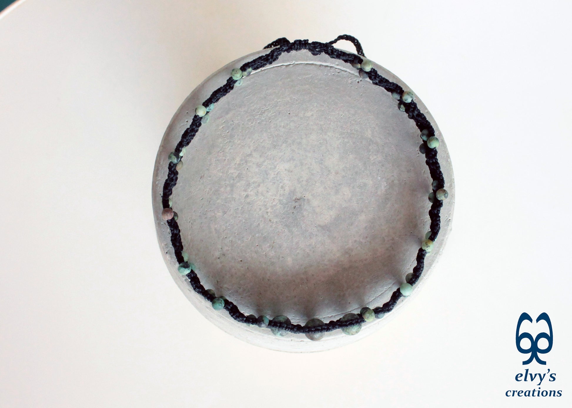 Turquoise Macrame Necklace, Beaded Macrame Choker, Unique Birthday Gift for Women
