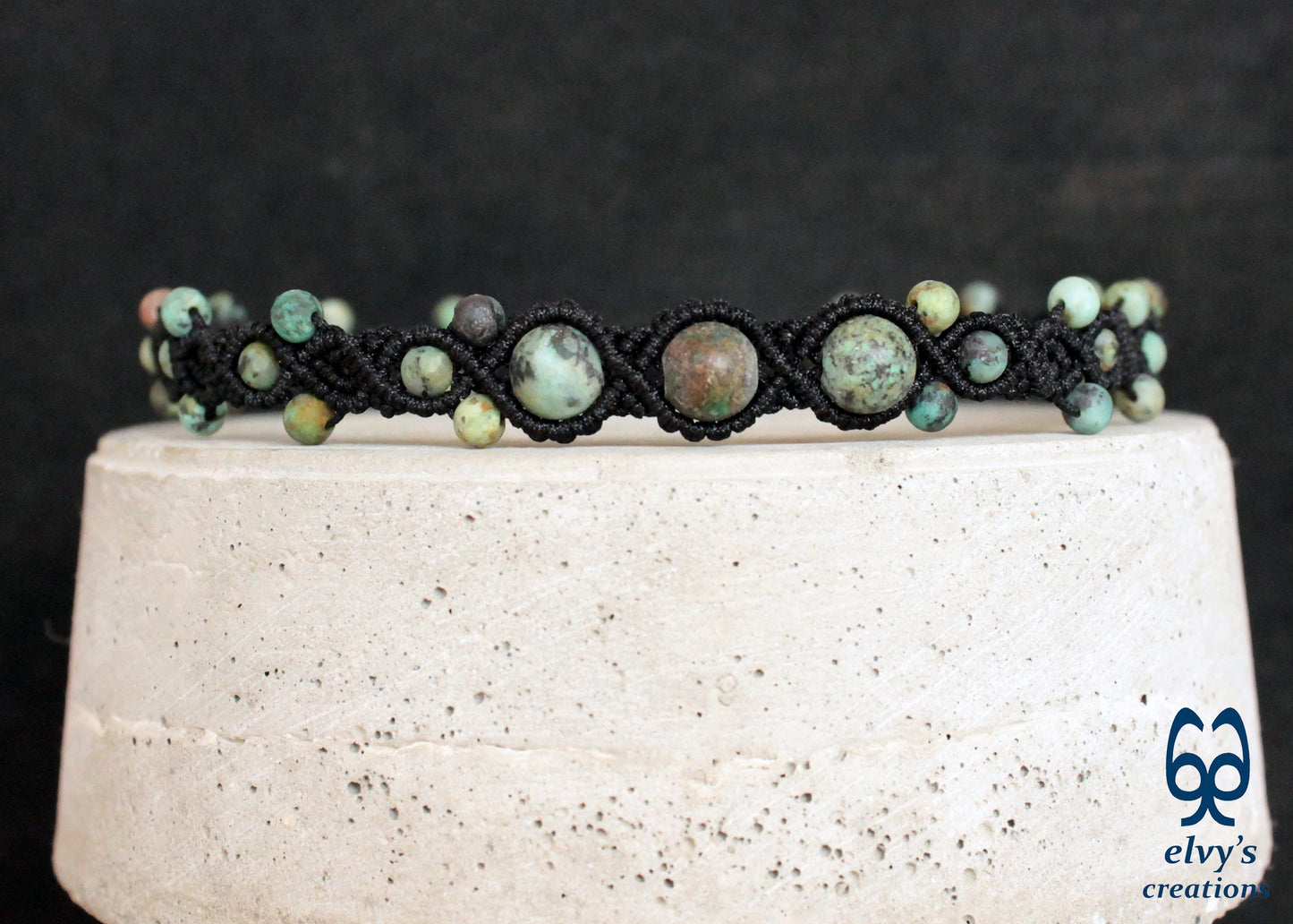 Turquoise Macrame Necklace, Beaded Macrame Choker, Unique Birthday Gift for Women