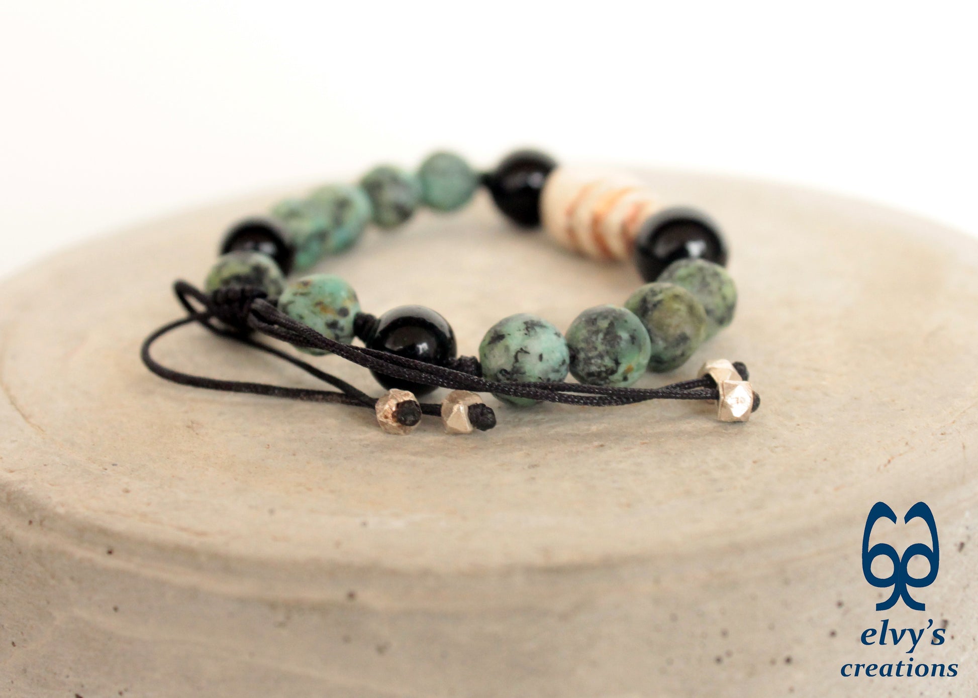Black Macrame Bracelet with Turquoise with Onyx macrame Sambala beaded bracelet