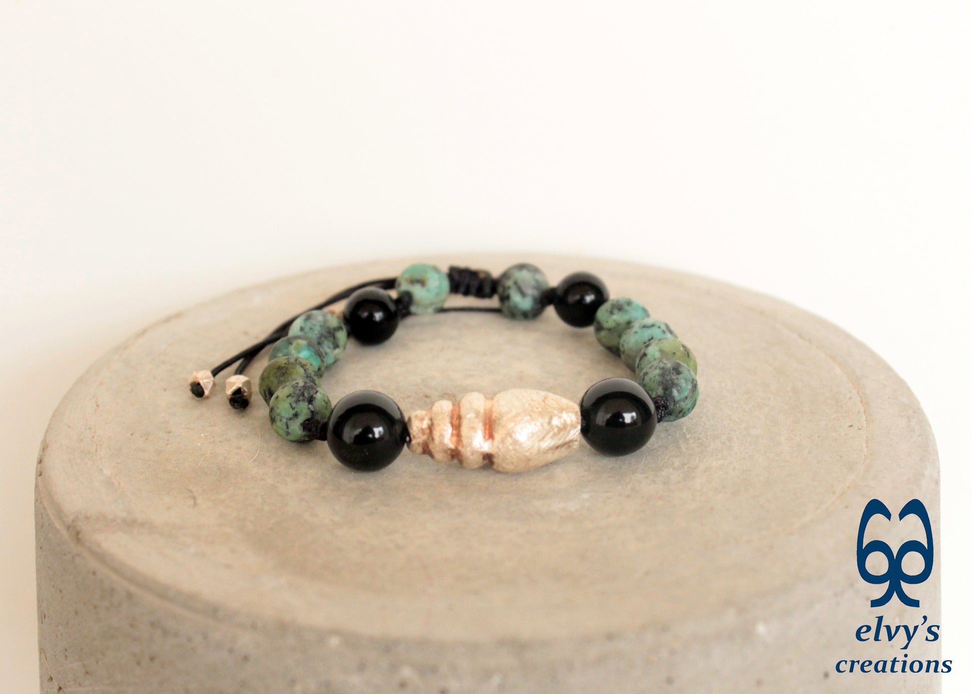 Black Macrame Bracelet with Turquoise with Onyx macrame Sambala beaded bracelet