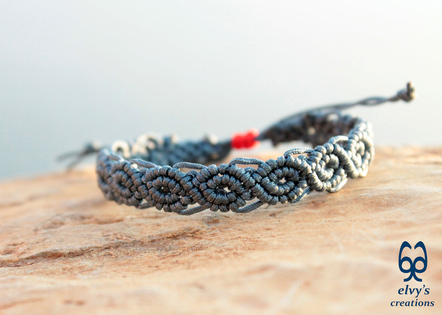 Blue and Red Macrame Bracelet Handmade Macrame cuff Adjustable Bracelet His and Hers Bracelet 