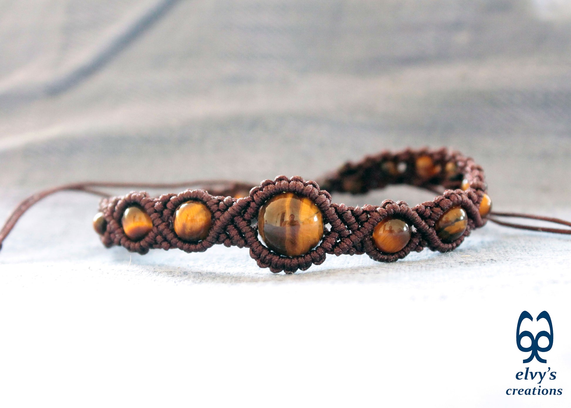 Handmade Macrame Bracelet, Gemstone Beaded Cuff, Unique Birthday Gift for Women