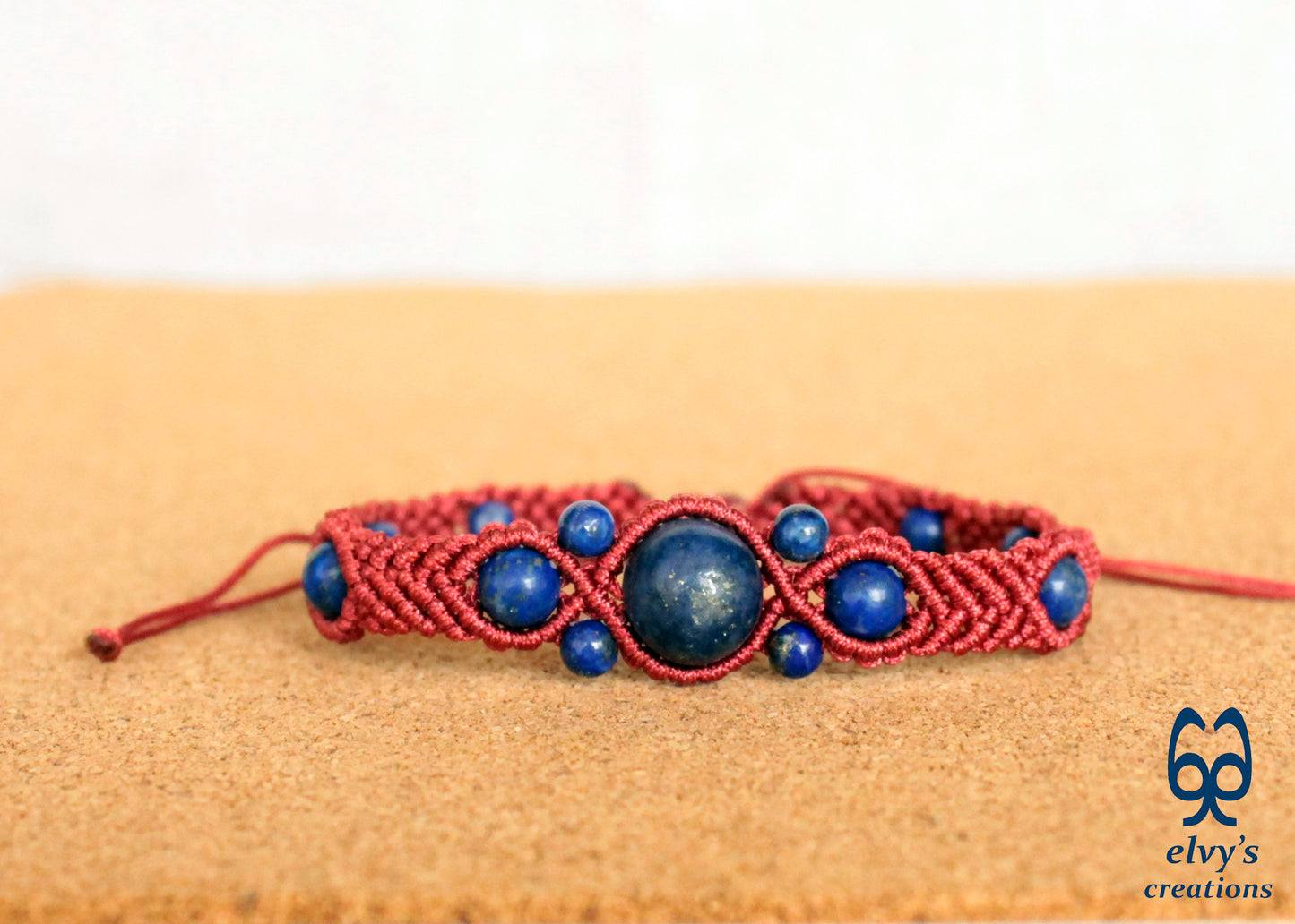 Handmade Macrame Bracelet, Gemstone Beaded Cuff, Unique Birthday Gift for Women