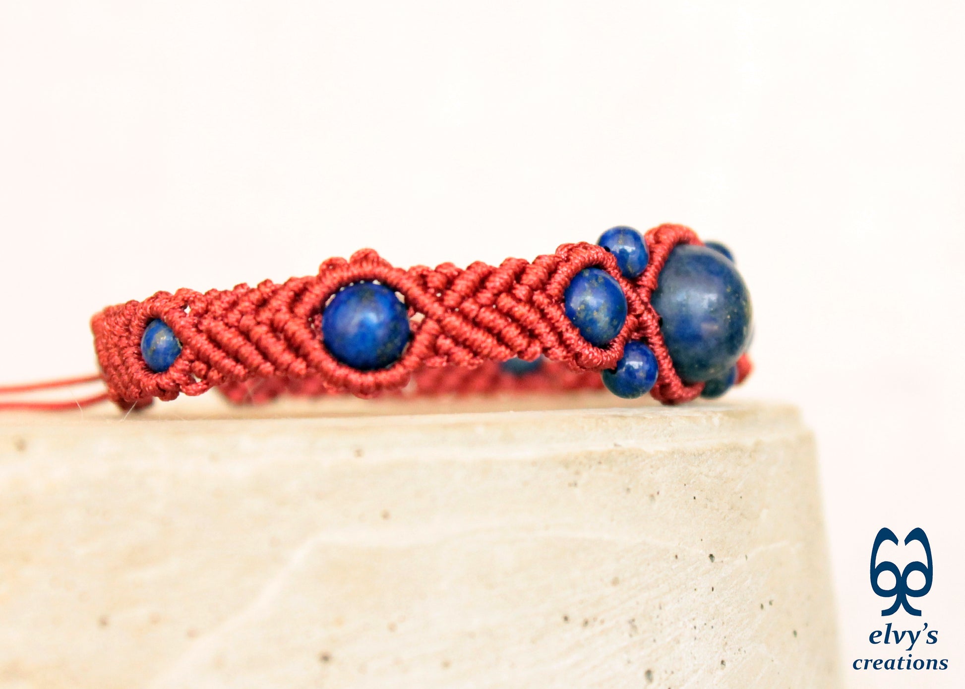 Handmade Macrame Bracelet, Gemstone Beaded Cuff, Unique Birthday Gift for Women