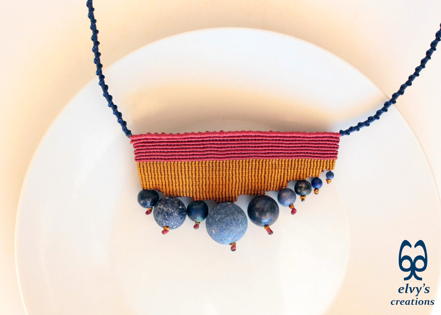 Handmade Macrame Necklace, Beaded Macrame Choker, Unique Birthday Gift for Women and Men