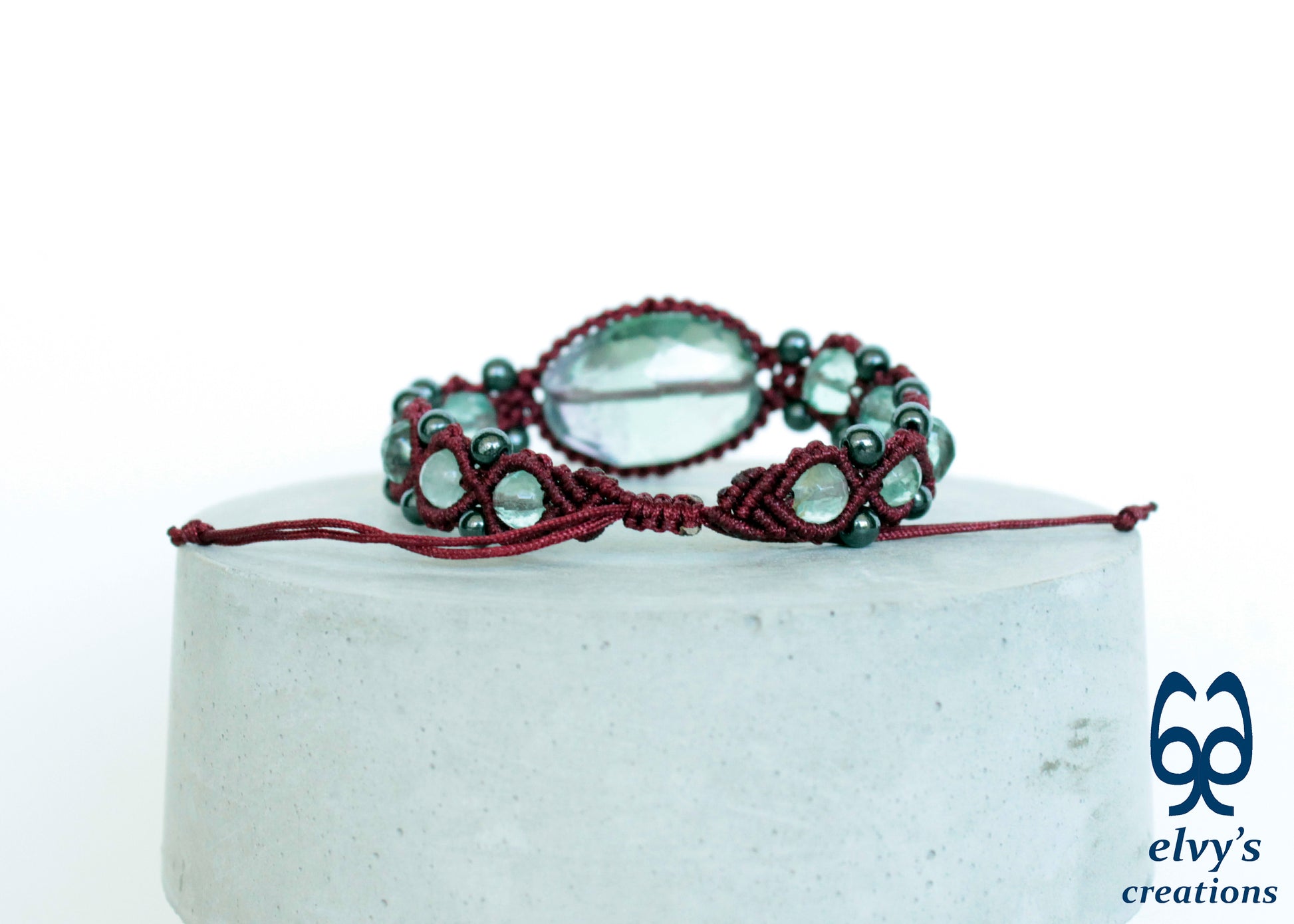 Handmade Macrame Bracelet, Gemstone Beaded Cuff, Unique Birthday Gift for Women and Men