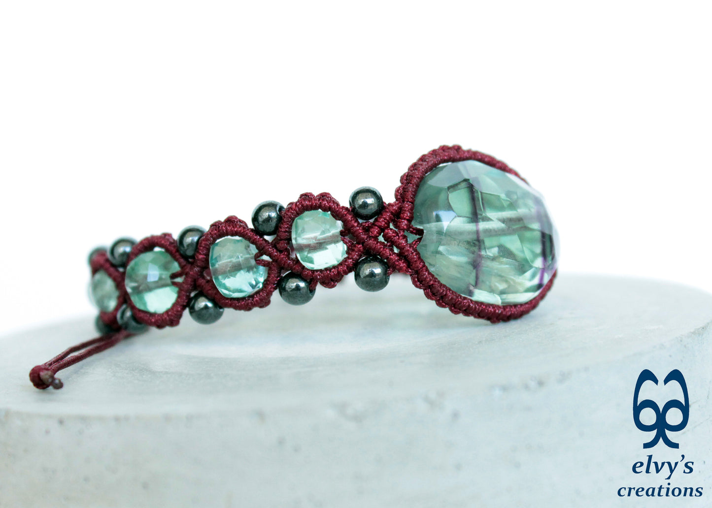 Handmade Macrame Bracelet, Gemstone Beaded Cuff, Unique Birthday Gift for Women and Men