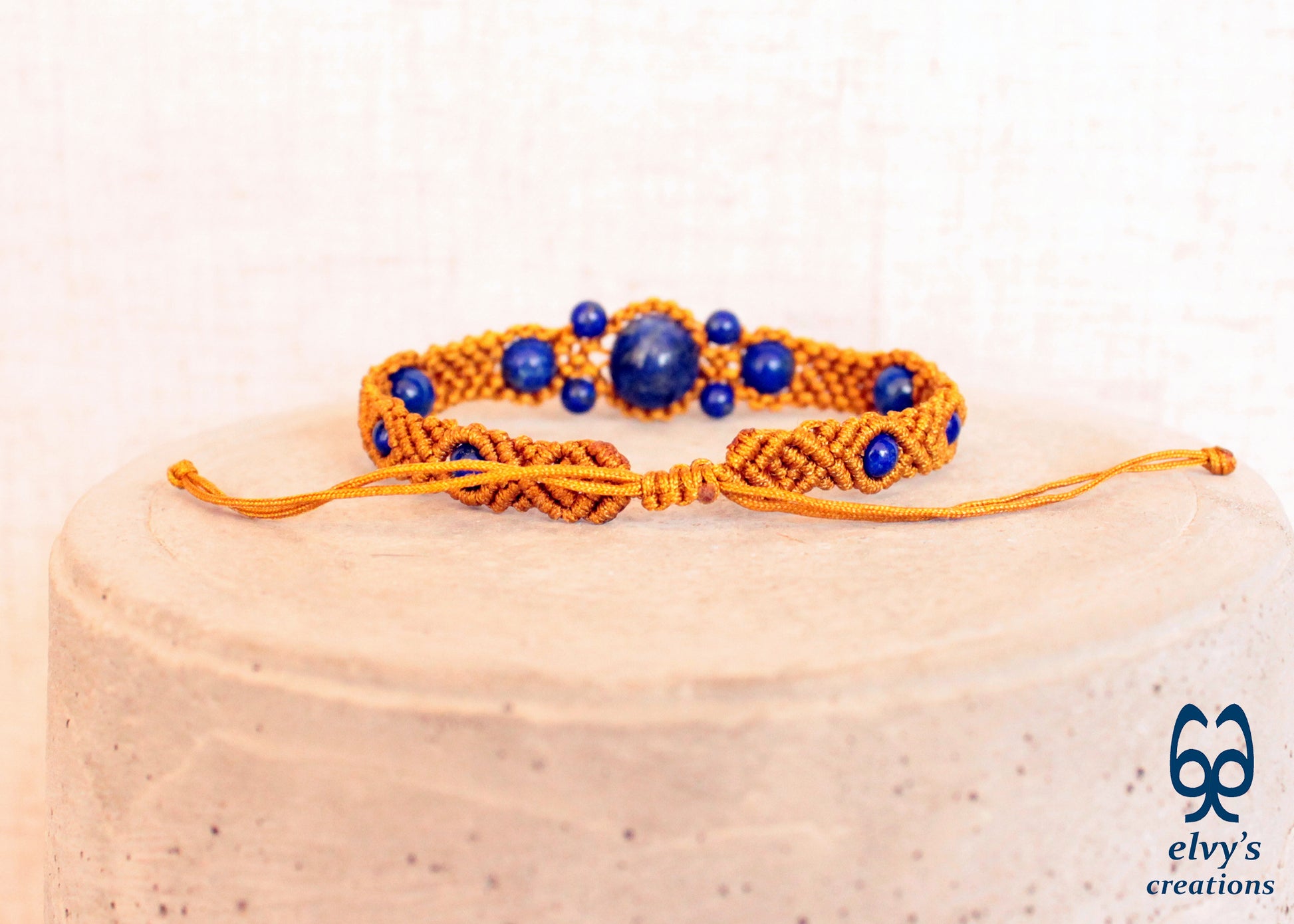 Handmade Macrame Bracelet, Gemstone Beaded Cuff, Unique Birthday Gift for Women