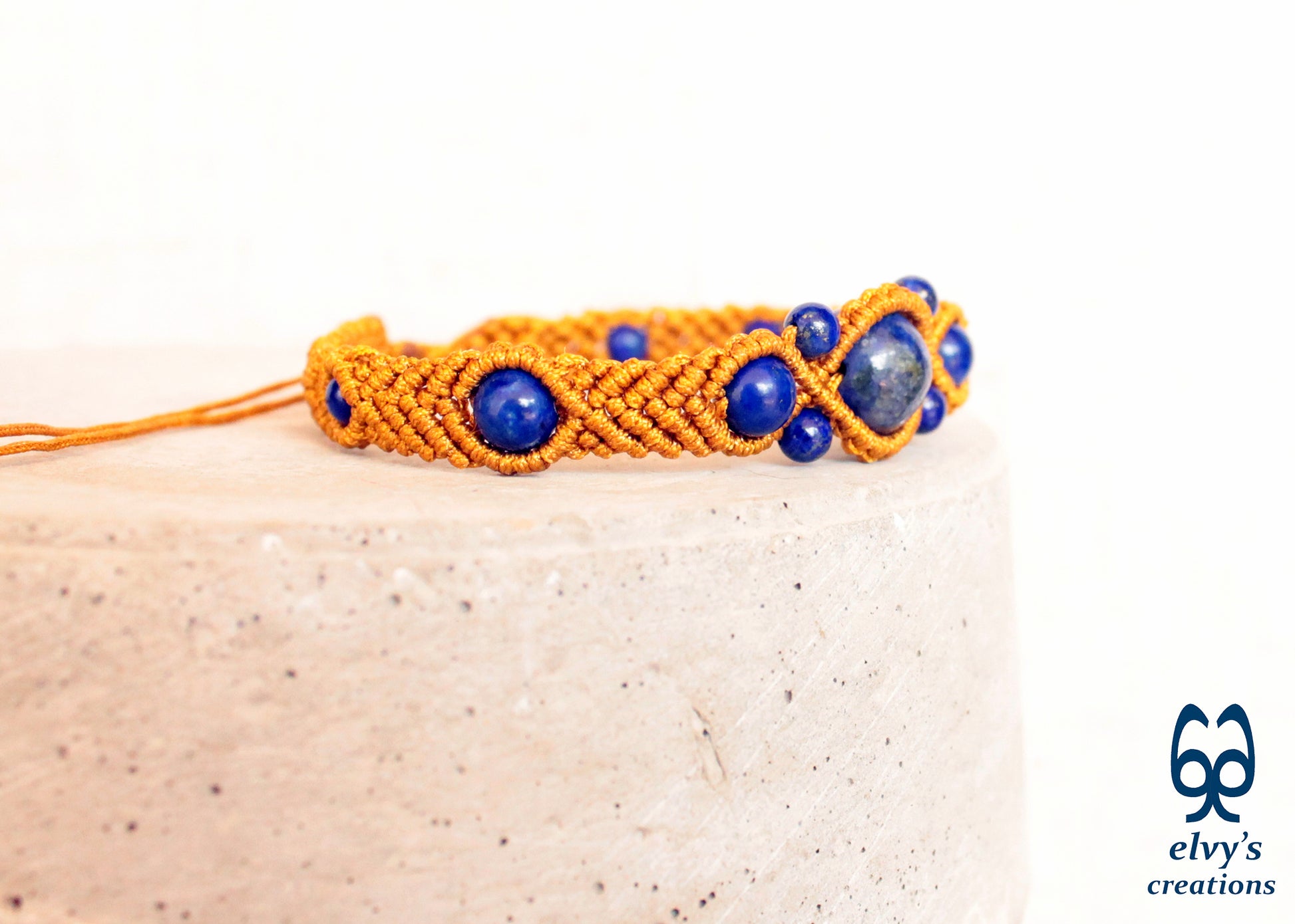 Handmade Macrame Bracelet, Gemstone Beaded Cuff, Unique Birthday Gift for Women