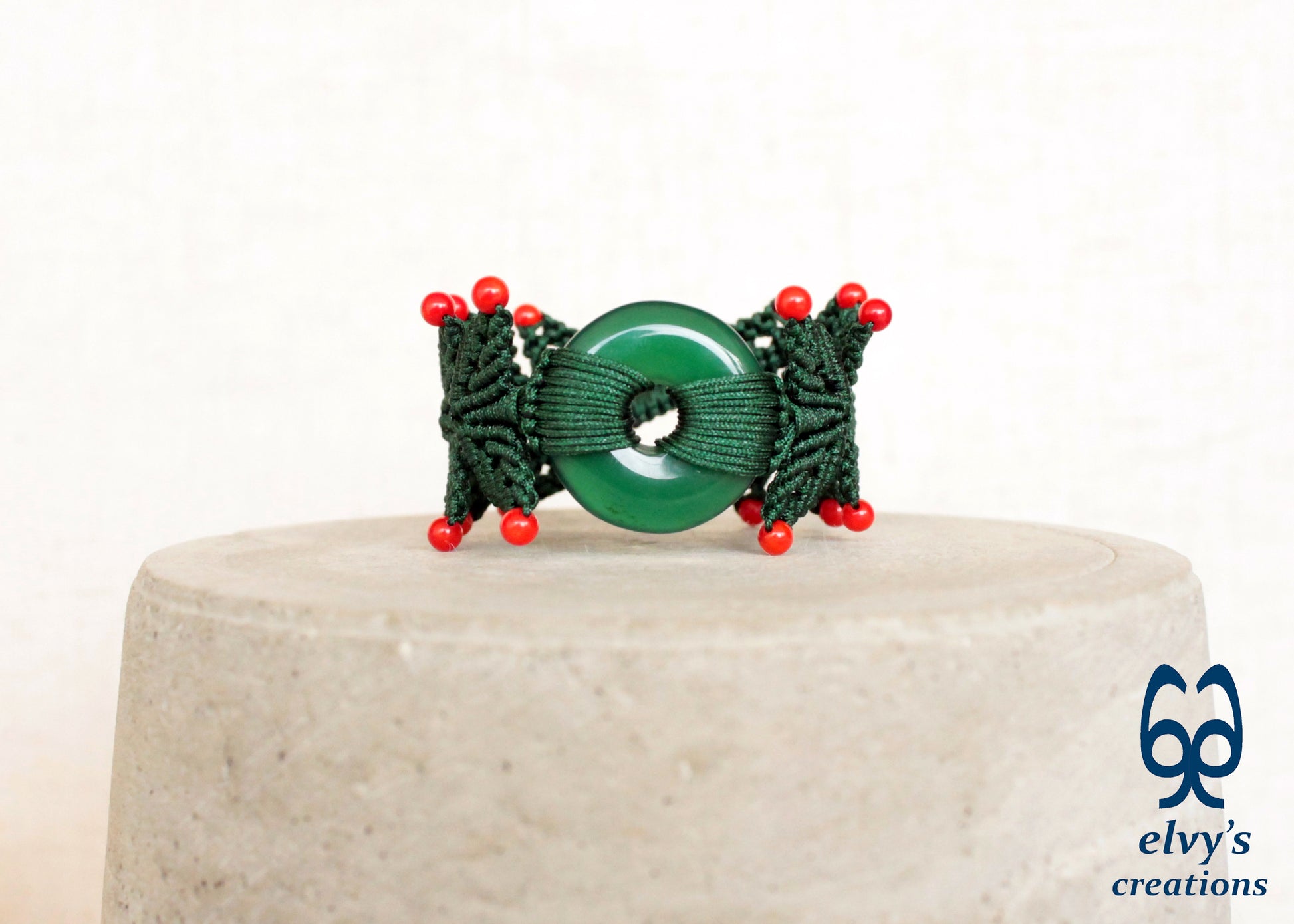 Handmade Macrame Bracelet, Agate Gemstone Beaded Cuff, Unique Birthday Gift for Women