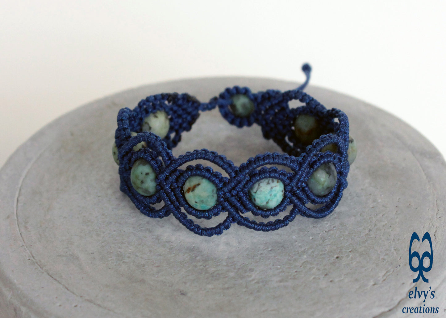 Blue Macrame Bracelet With Turquoise Gemstones