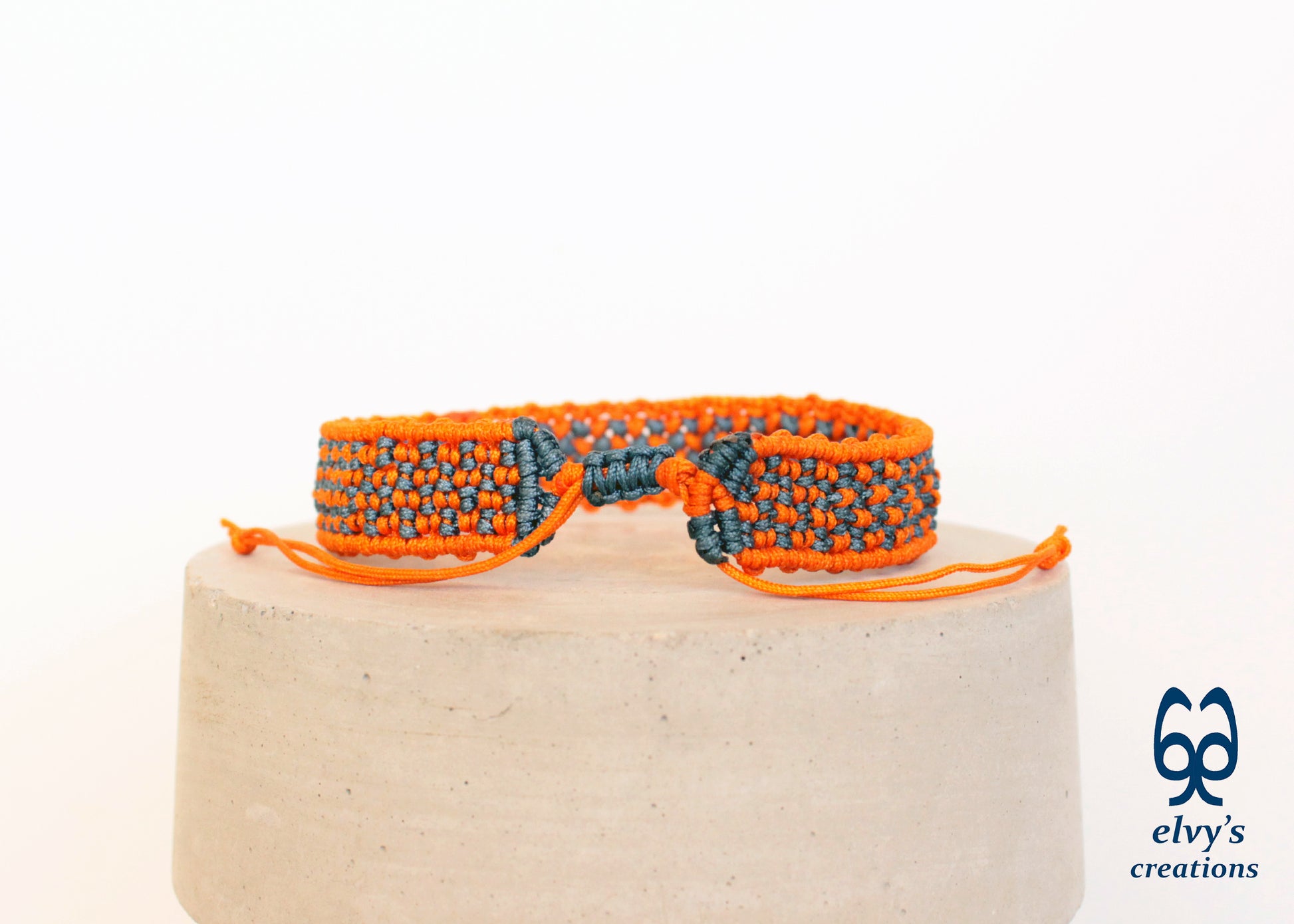 Orange and Gray Macrame Bracelet Adjustable Cuff Bracelet Woven Party Wristband Bracelet for Women Birthday Gift for her