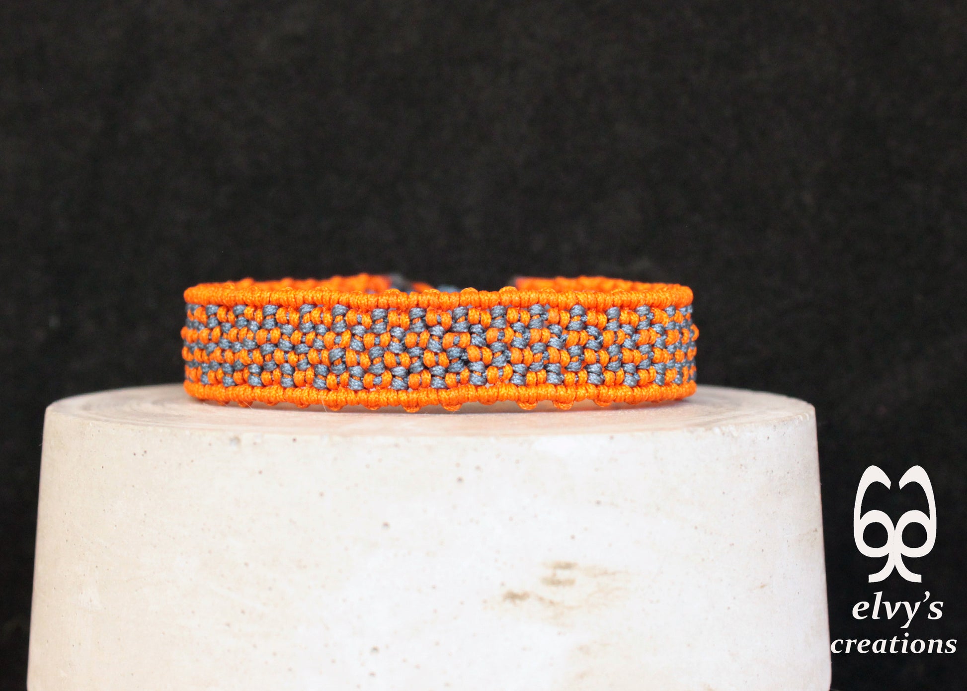 Orange and Gray Macrame Bracelet Adjustable Cuff Bracelet Woven Party Wristband Bracelet for Women Birthday Gift for her