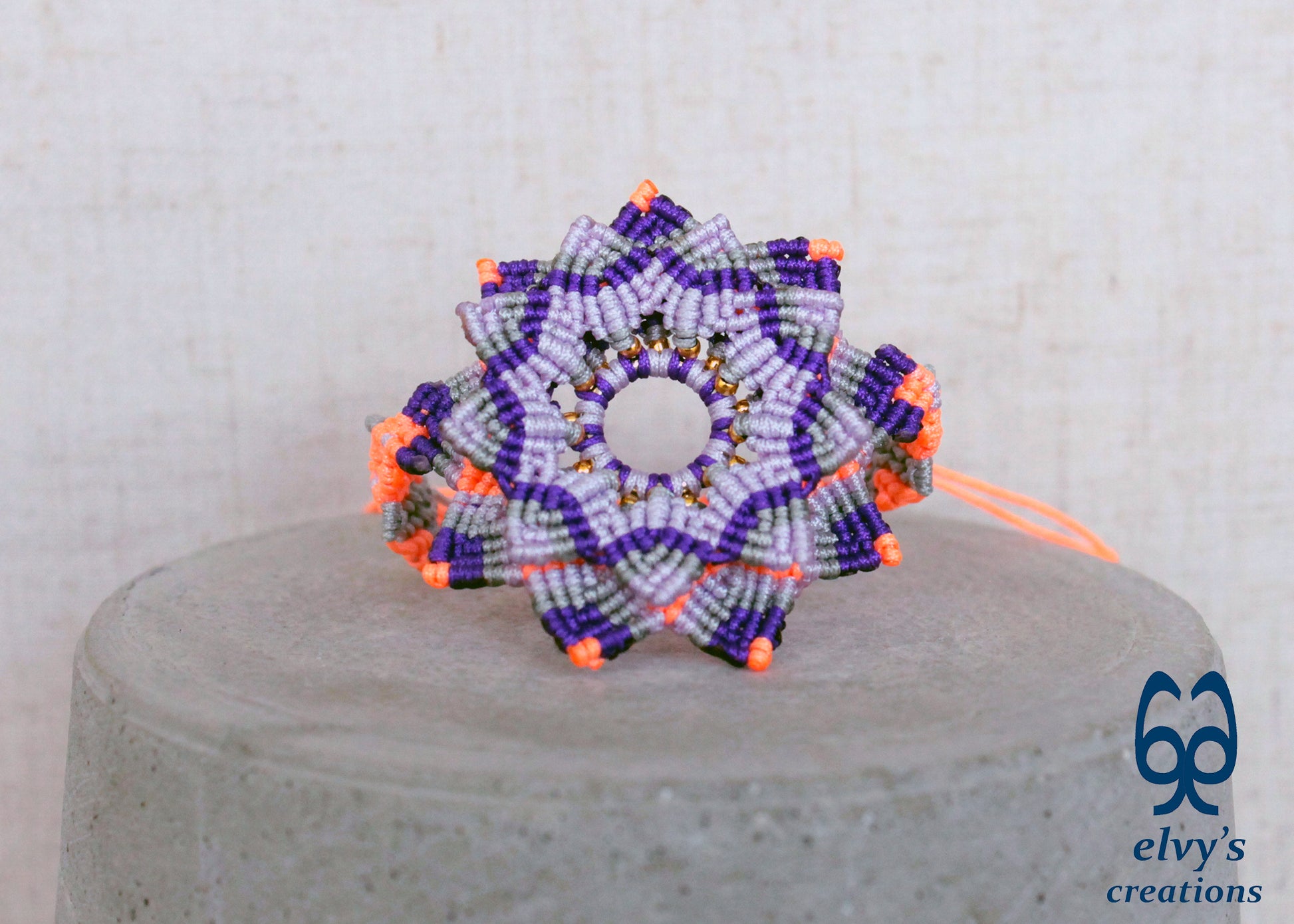 Handmade Macrame Bracelet, Gemstone Beaded Mandala Flower, Unique Birthday Gift for Women