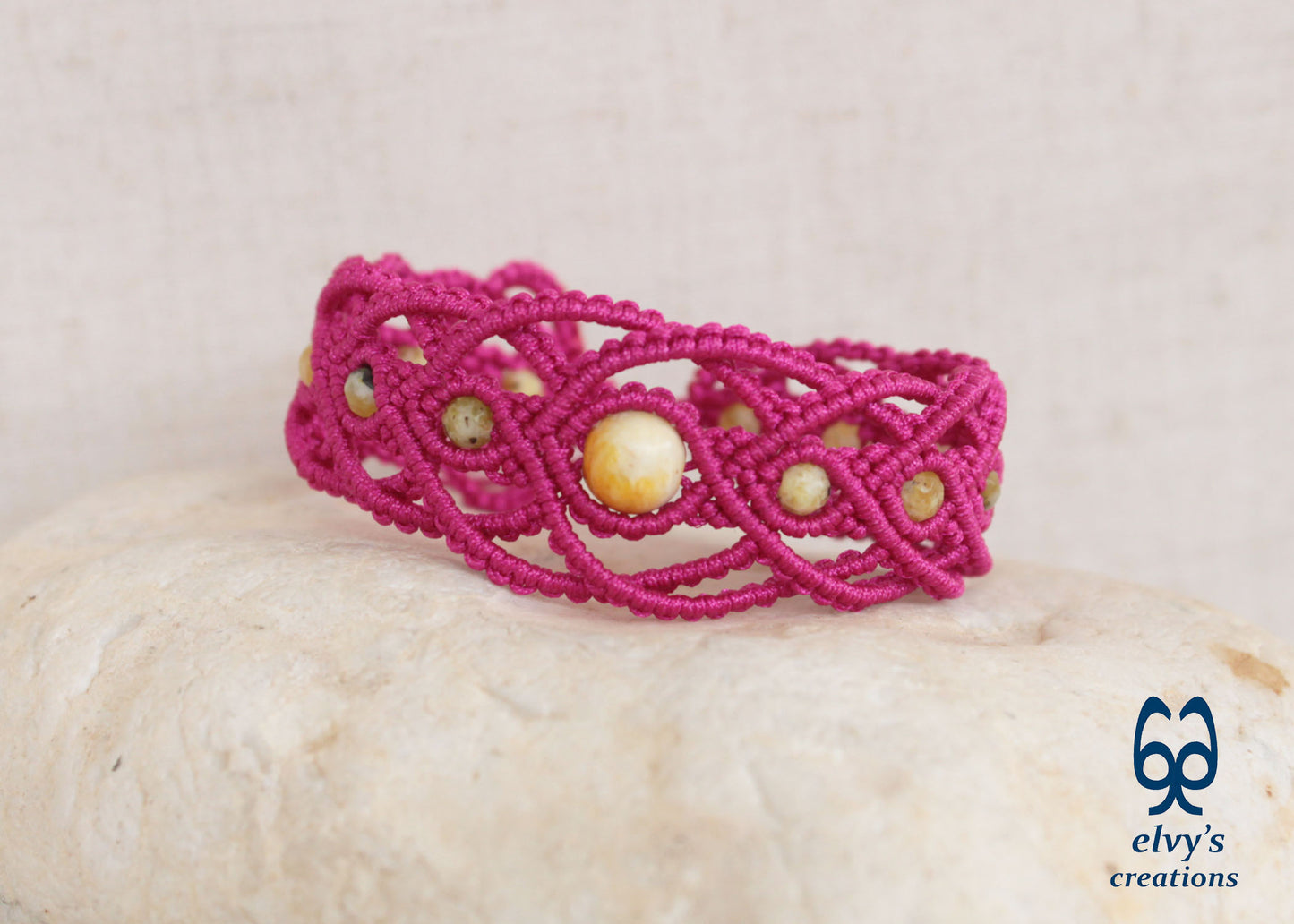 Handmade Macrame Pink Macrame Bracelet for Woman Adjustable Bracelet for Gift