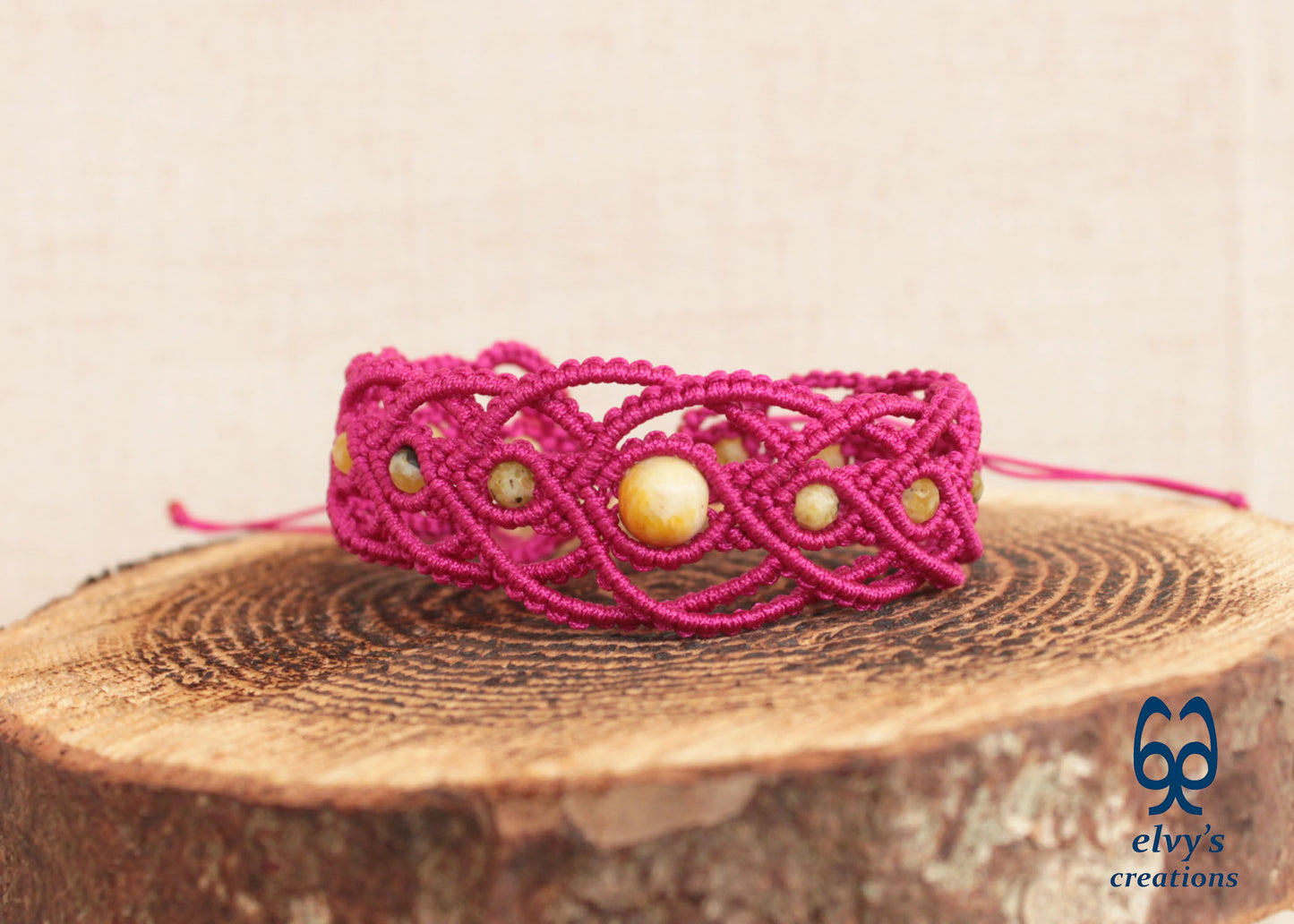 Handmade Macrame Pink Macrame Bracelet for Woman Adjustable Bracelet for Gift